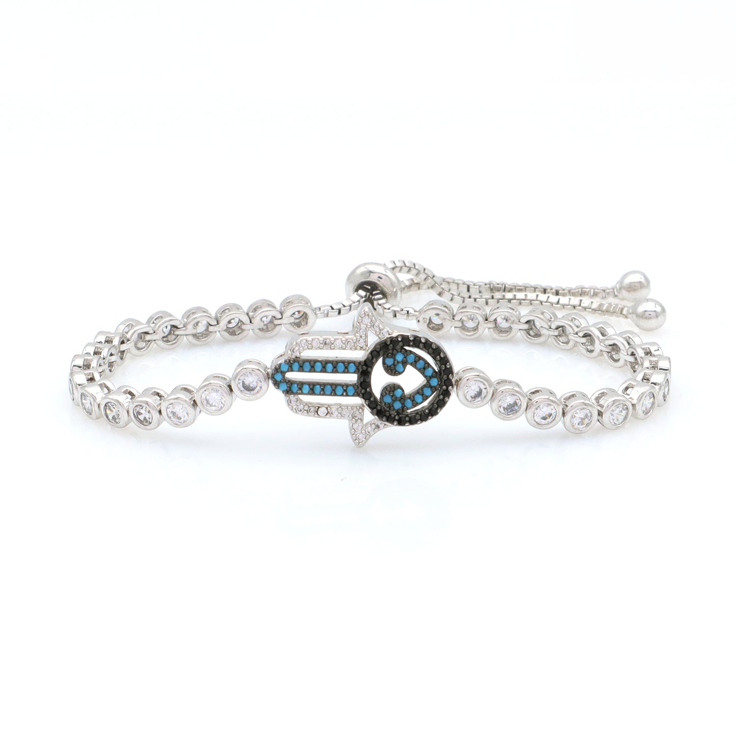 High Quality Elephant Hand Heart Eye Charm bangle bracelet jewelry set Micro Pave CZ rhodium luxury evil eyes bracelet for women
