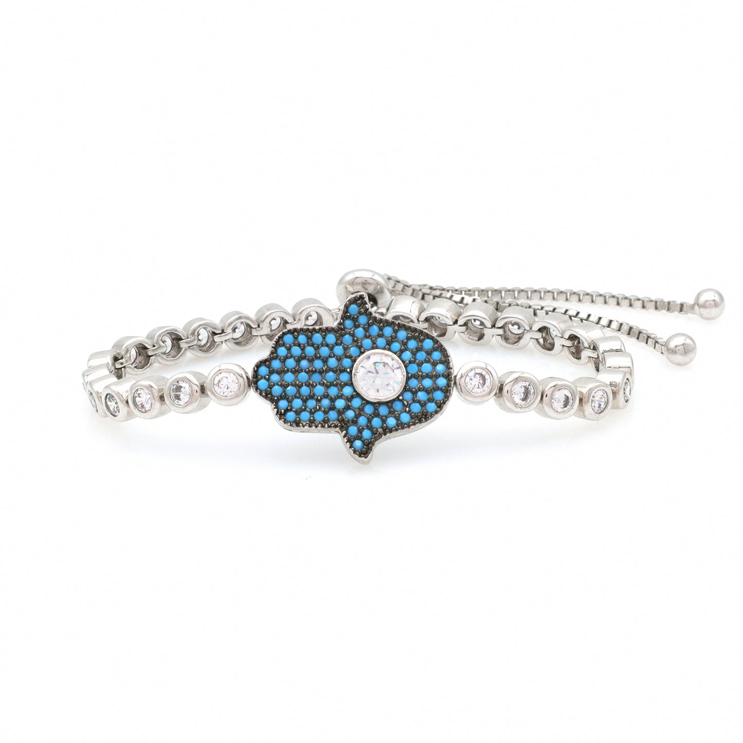 High Quality Elephant Hand Heart Eye Charm bangle bracelet jewelry set Micro Pave CZ rhodium luxury evil eyes bracelet for women