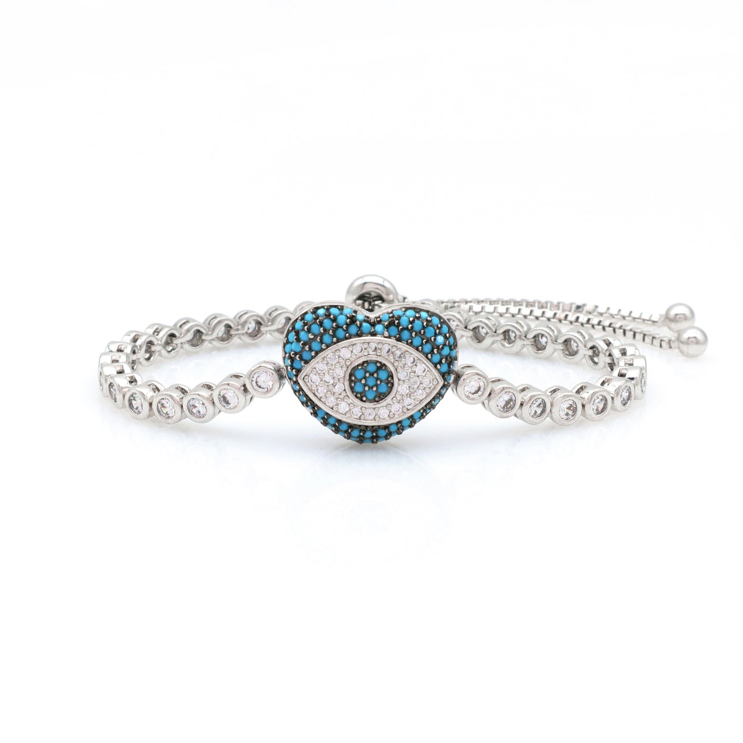 High Quality Elephant Hand Heart Eye Charm bangle bracelet jewelry set Micro Pave CZ rhodium luxury evil eyes bracelet for women