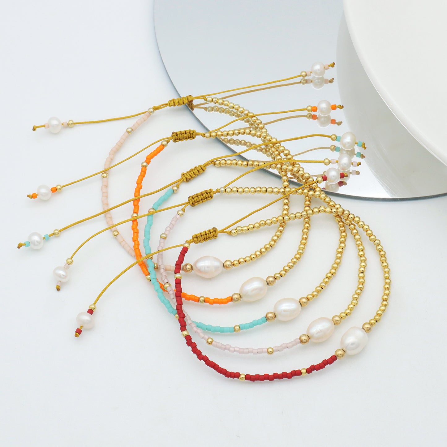 Elegant handmade Women fresh water pearl gold plated silver beads Natural Stone Beads Jewelry Ajustable miyuki beaded bracelet