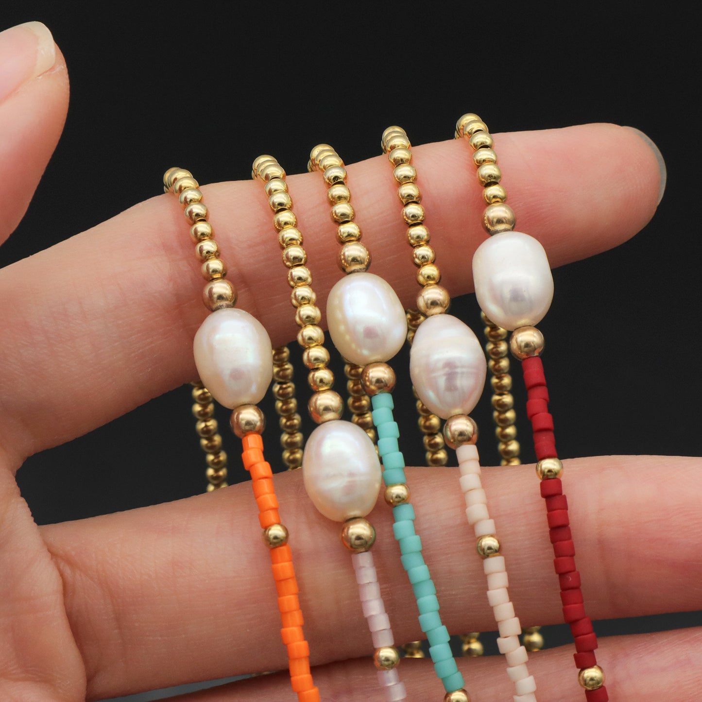 Elegant handmade Women fresh water pearl gold plated silver beads Natural Stone Beads Jewelry Ajustable miyuki beaded bracelet