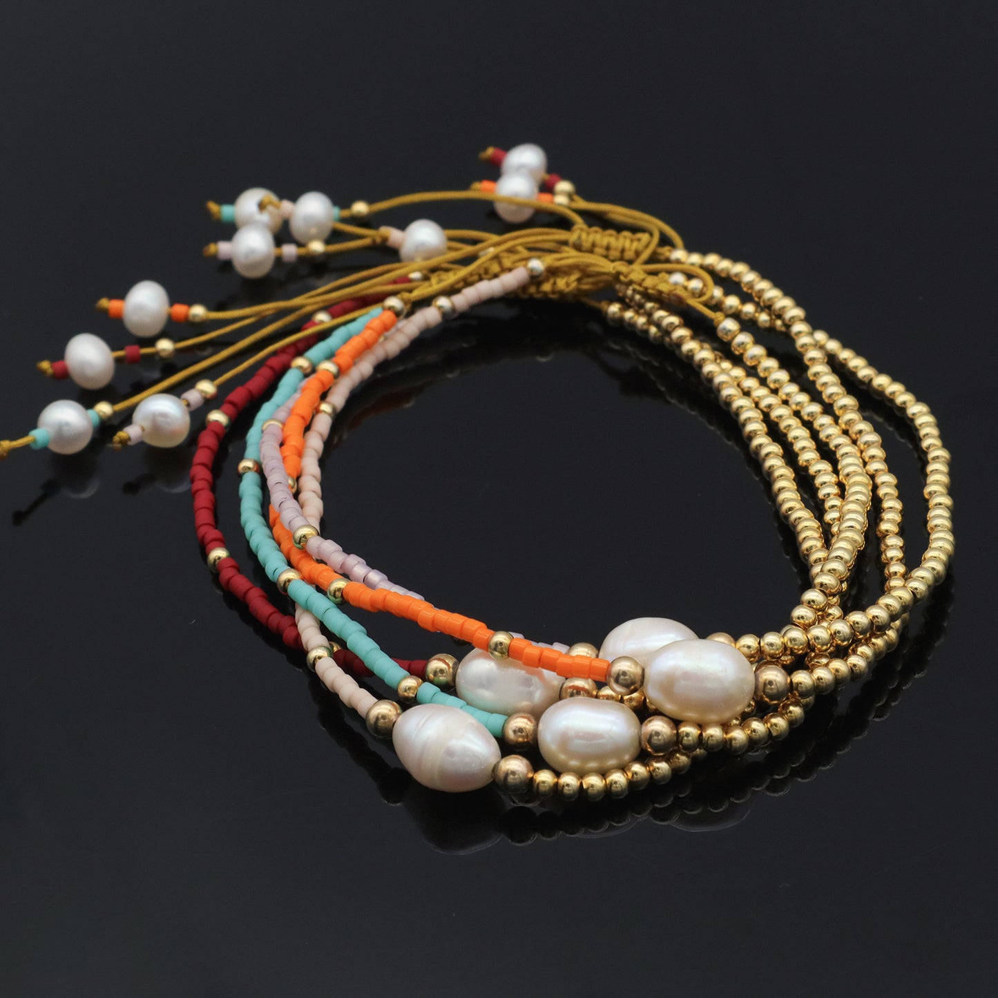 Elegant handmade Women fresh water pearl gold plated silver beads Natural Stone Beads Jewelry Ajustable miyuki beaded bracelet