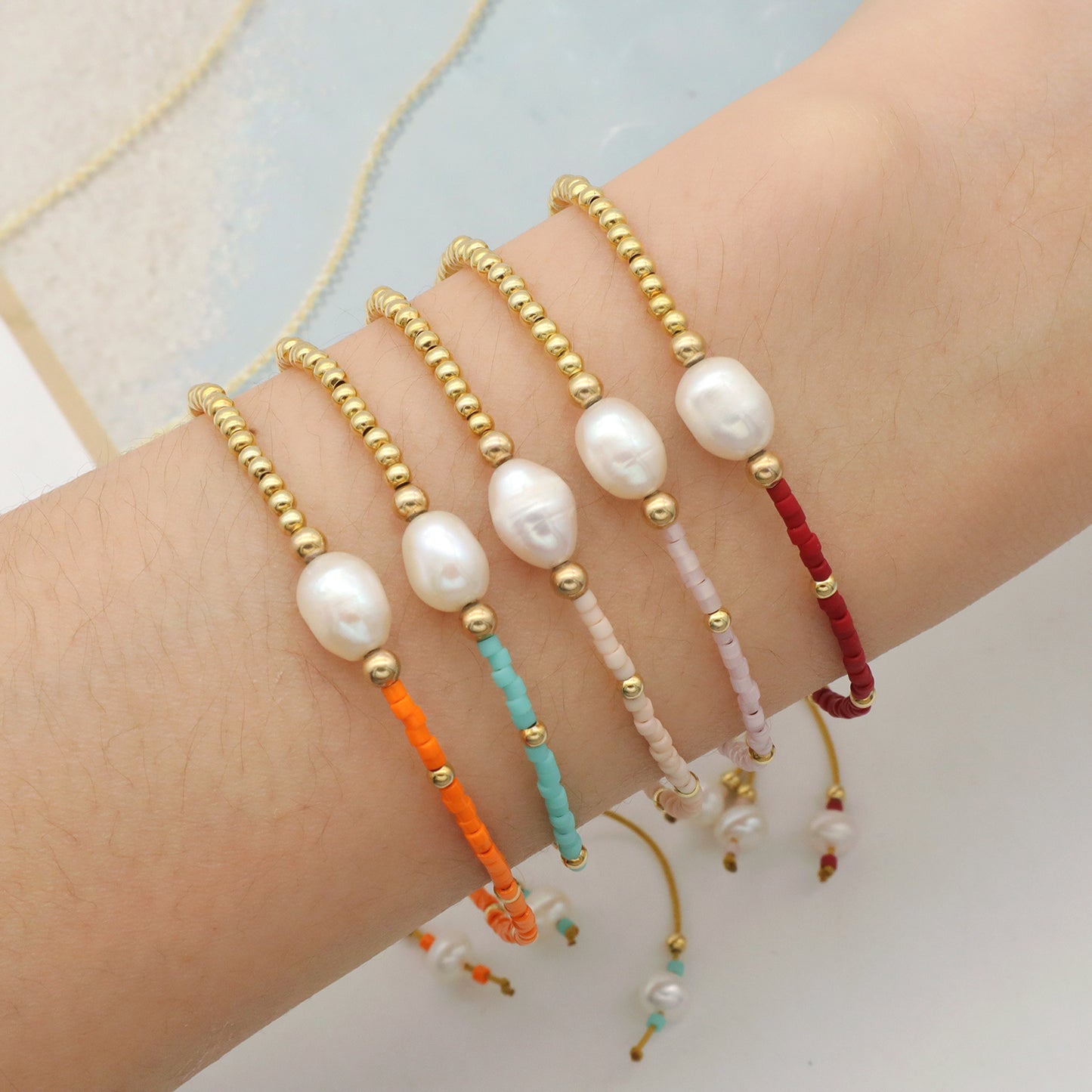 Elegant handmade Women fresh water pearl gold plated silver beads Natural Stone Beads Jewelry Ajustable miyuki beaded bracelet