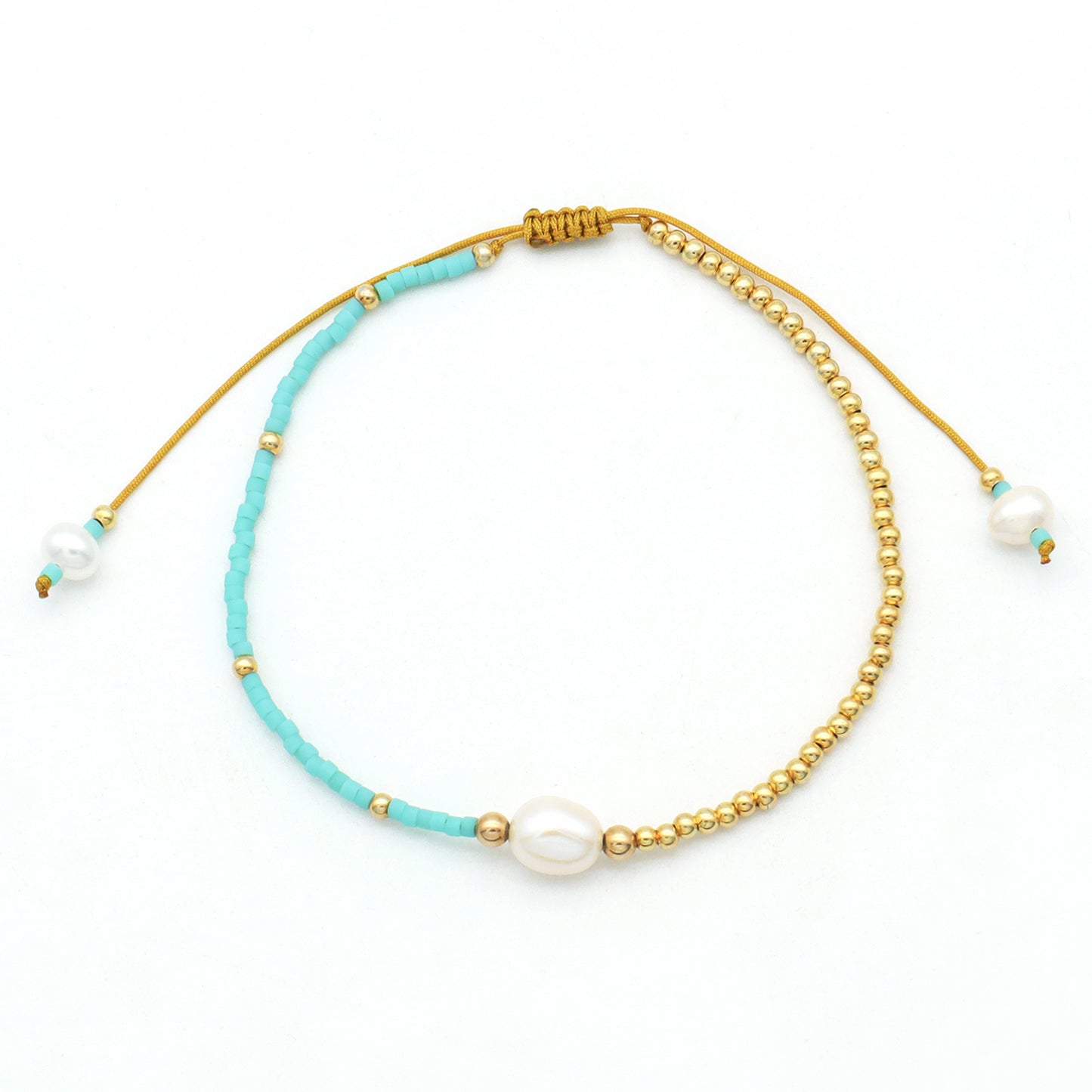 Elegant handmade Women fresh water pearl gold plated silver beads Natural Stone Beads Jewelry Ajustable miyuki beaded bracelet
