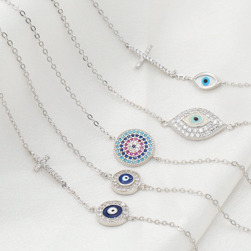 Turkish blue gold women infinity charm hamsa 925 jewelry OEM Factory Manufacture sterling silver evil eyes bracelet