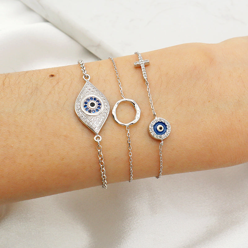 2021 Good quality wholesale trendy woman jewelry bracelet 925 sterling silver evil eyes bracelet