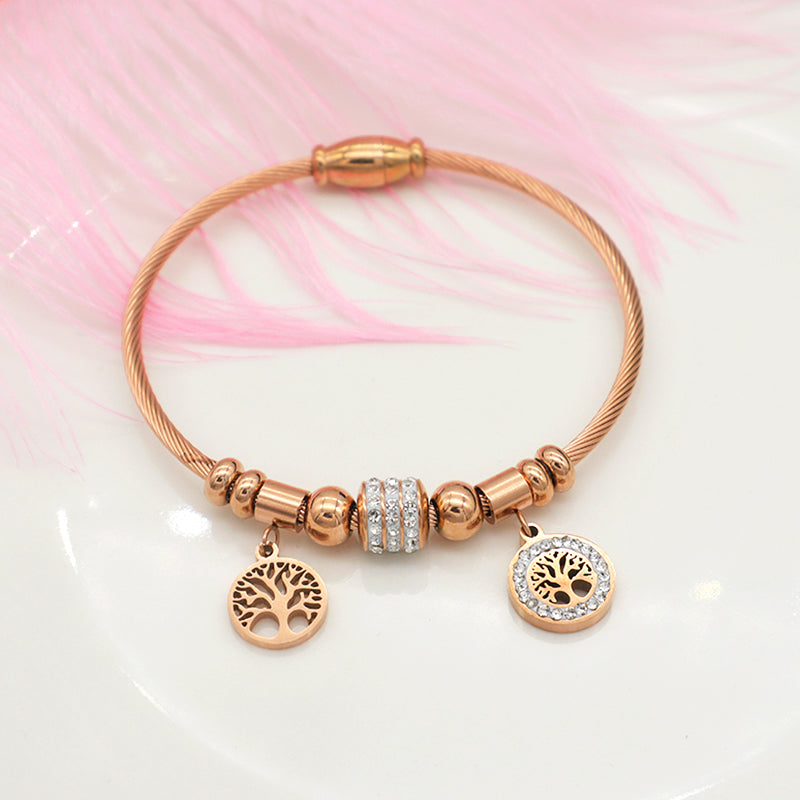 2023 trendy jewelry Women stainless steel bangle gold plated charm bracelet