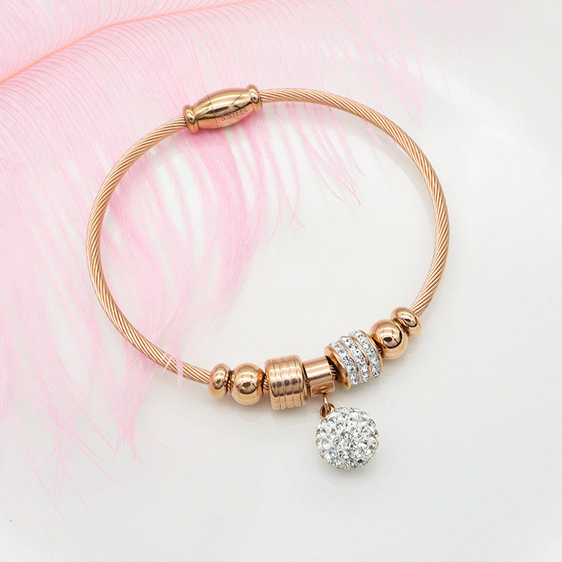 2023 trendy jewelry Women stainless steel bangle gold plated charm bracelet