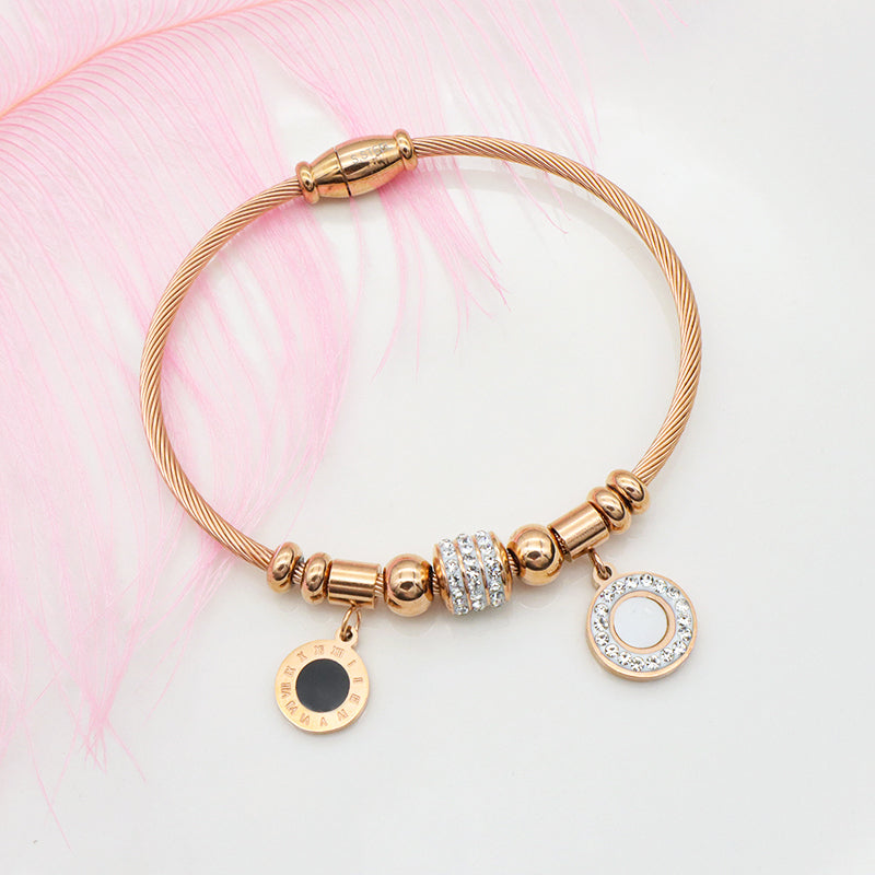 2023 trendy jewelry Women stainless steel bangle gold plated charm bracelet