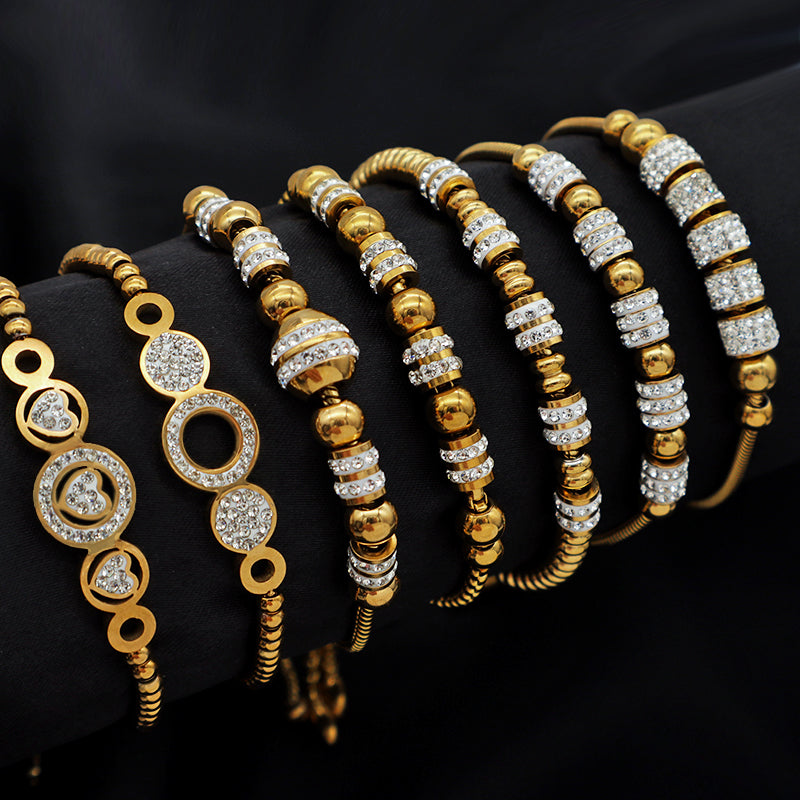 2023 trendy high quality Ladies stainless steel gold plated charms pandoraa bracelets