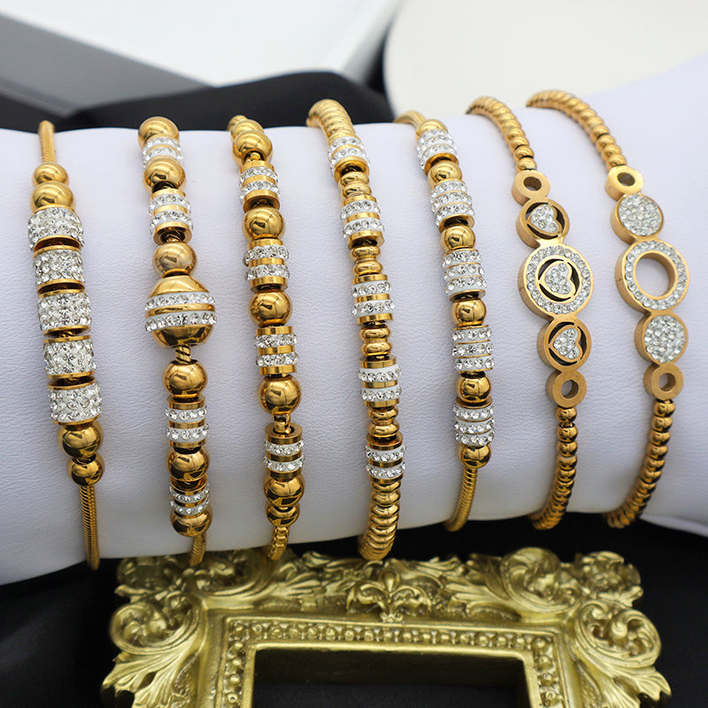 2023 trendy high quality Ladies stainless steel gold plated charms pandoraa bracelets