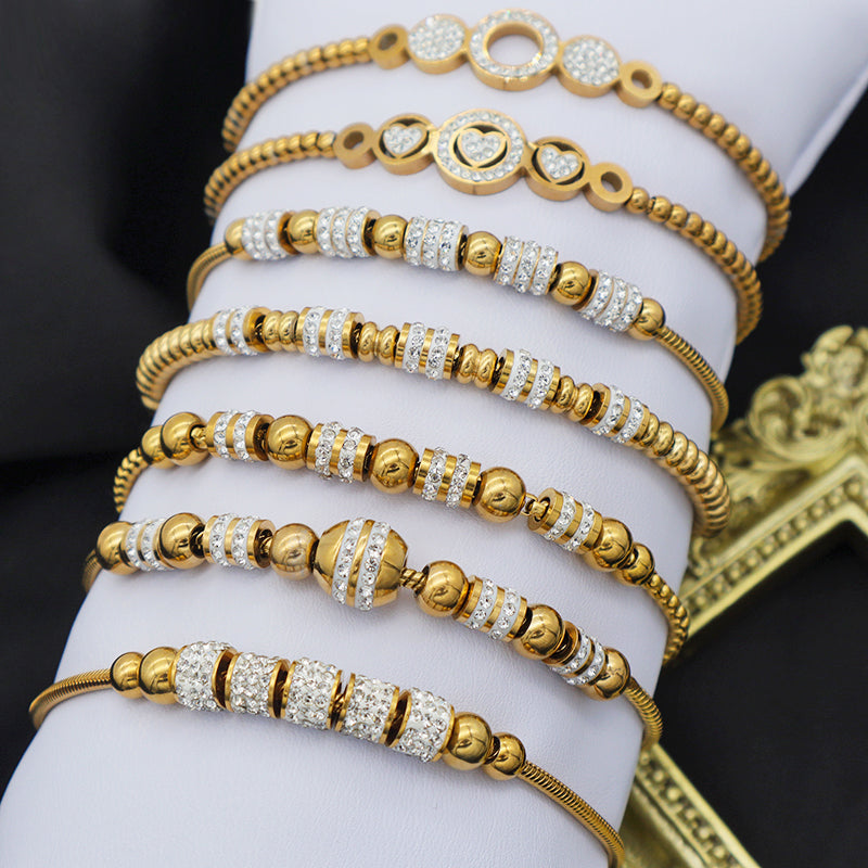 2023 trendy high quality Ladies stainless steel gold plated charms pandoraa bracelets