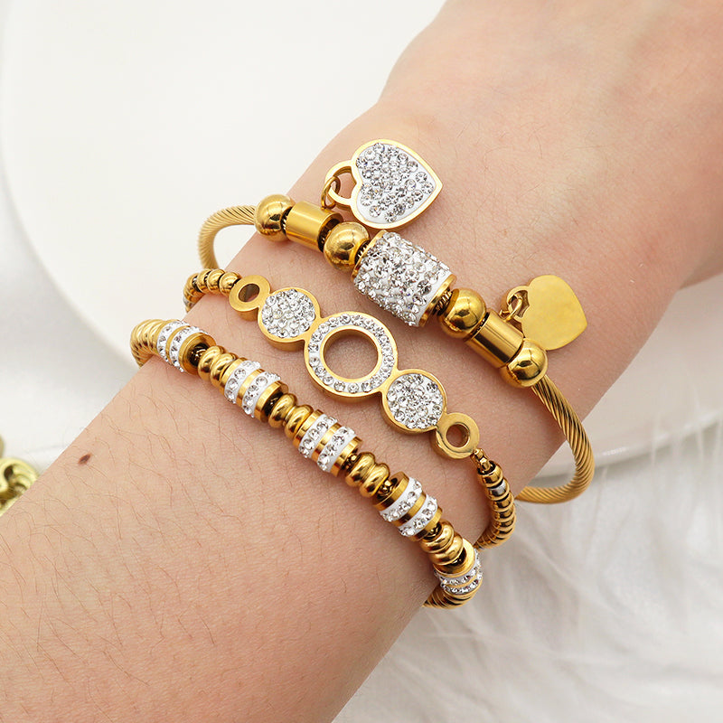 2023 trendy high quality Ladies stainless steel gold plated charms pandoraa bracelets