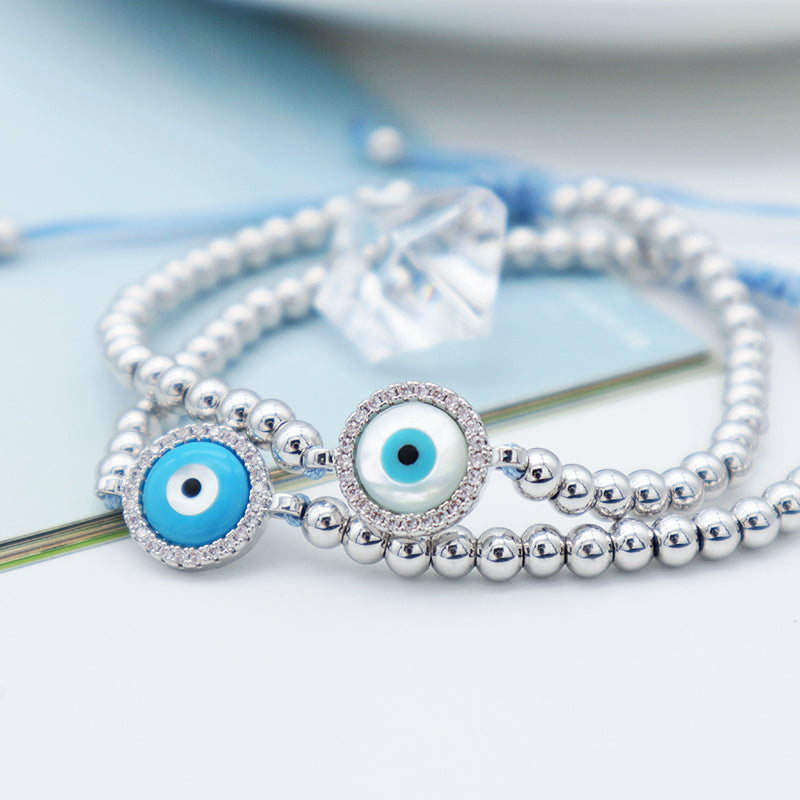 GOOD QUALITY 2023 new women jewelry rhodium evils eye charm beaded bracelet turkish evils eye