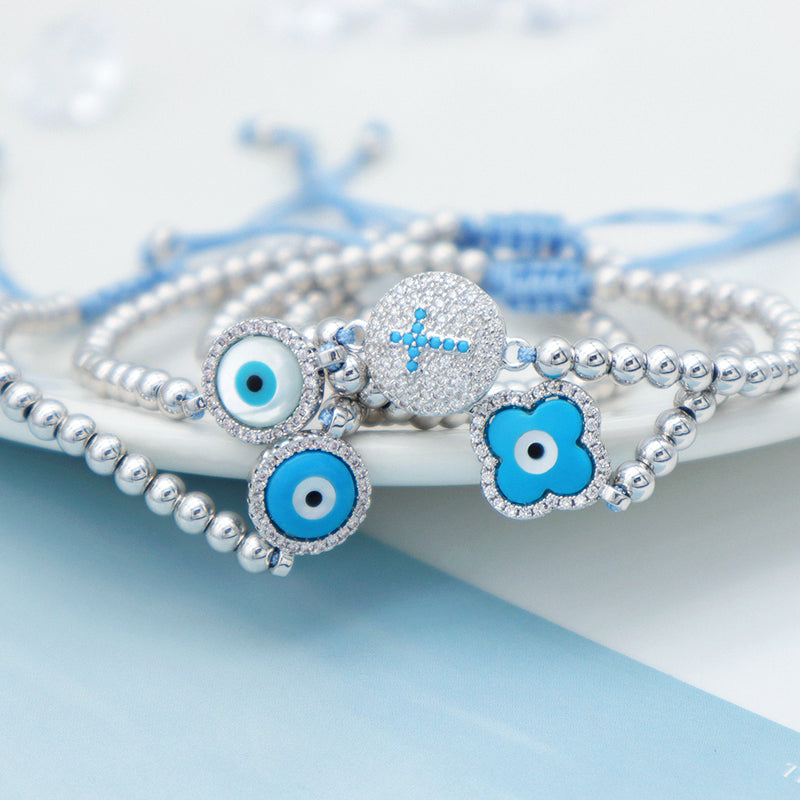 GOOD QUALITY 2023 new women jewelry rhodium evils eye charm beaded bracelet turkish evils eye