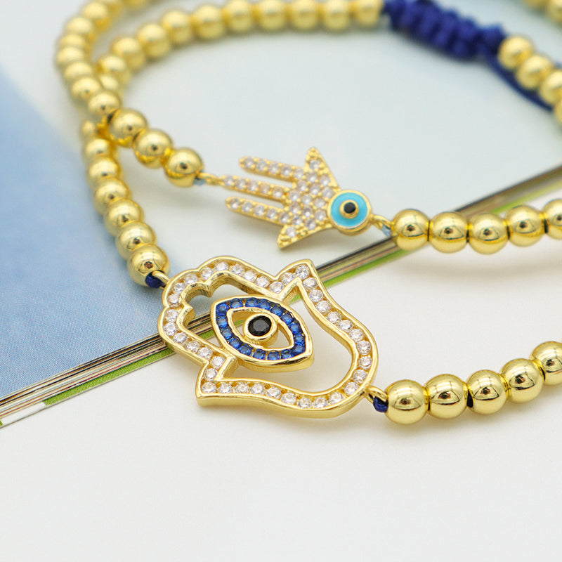 2023 good quality women jewelry gold plated adjustable beaded eye charm bracelet turkish eye evil eyes bracelet