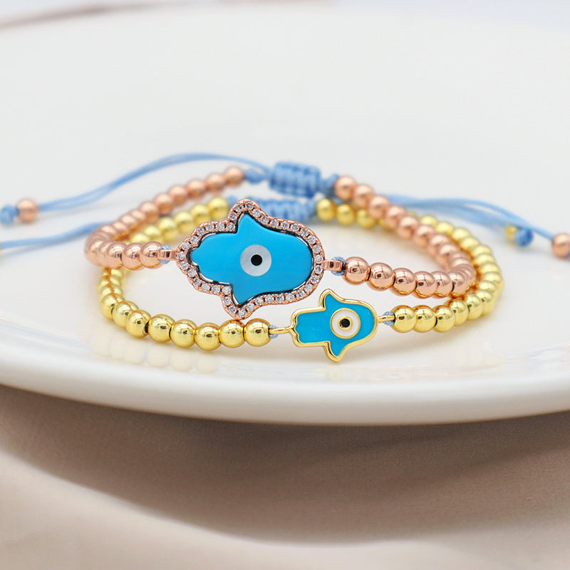 2023 good quality women jewelry gold plated adjustable beaded eye charm bracelet turkish eye evil eyes bracelet