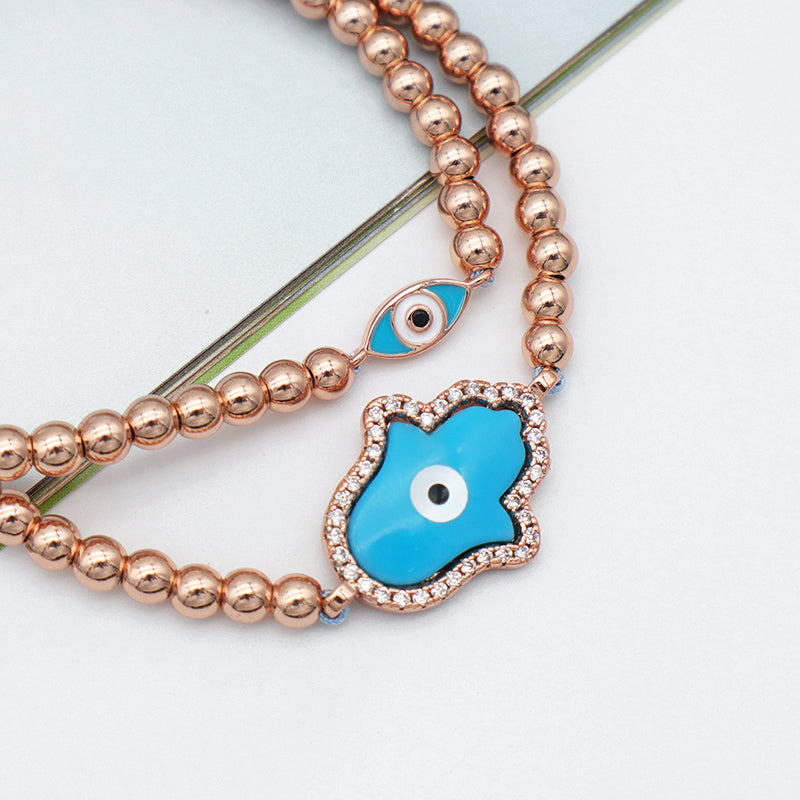 2023 good quality women jewelry gold plated adjustable beaded eye charm bracelet turkish eye evil eyes bracelet