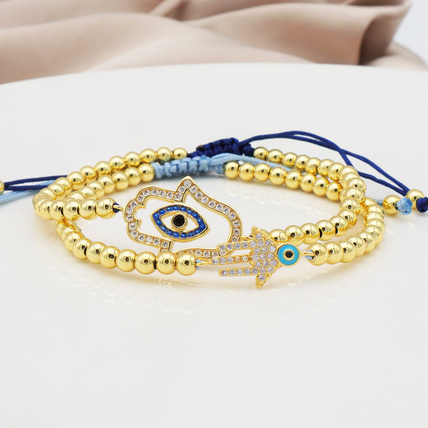 2023 good quality women jewelry gold plated adjustable beaded eye charm bracelet turkish eye evil eyes bracelet