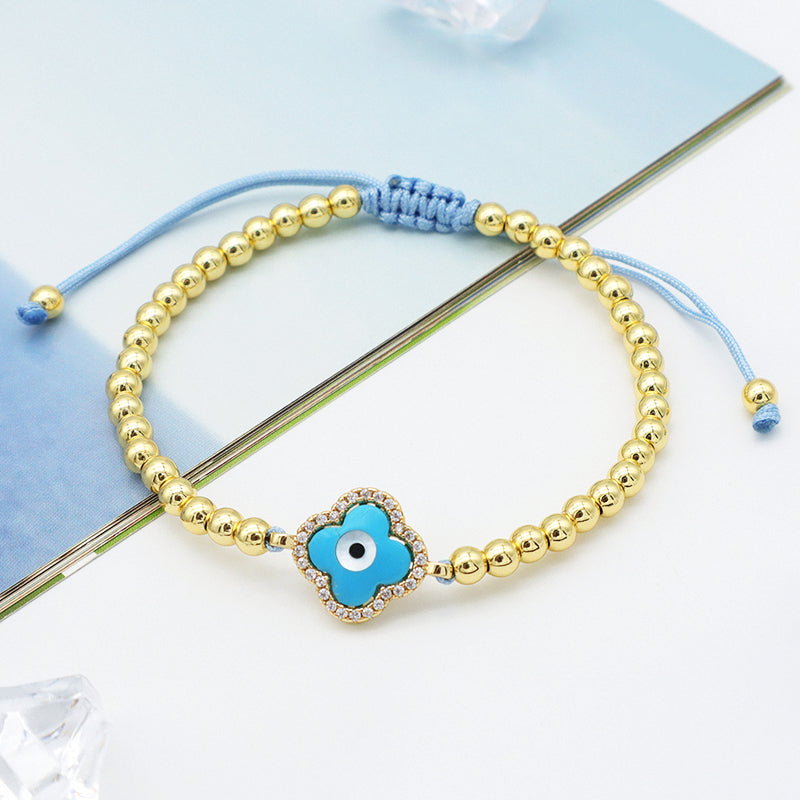2023 good quality women jewelry gold plated adjustable beaded eye charm bracelet turkish eye evil eyes bracelet