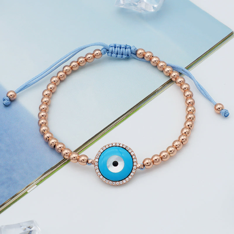 2023 good quality women jewelry gold plated adjustable beaded eye charm bracelet turkish eye evil eyes bracelet