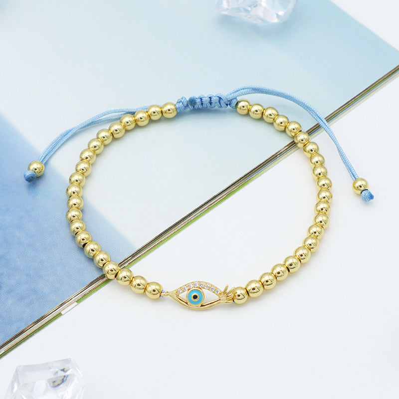 2023 good quality women jewelry gold plated adjustable beaded eye charm bracelet turkish eye evil eyes bracelet
