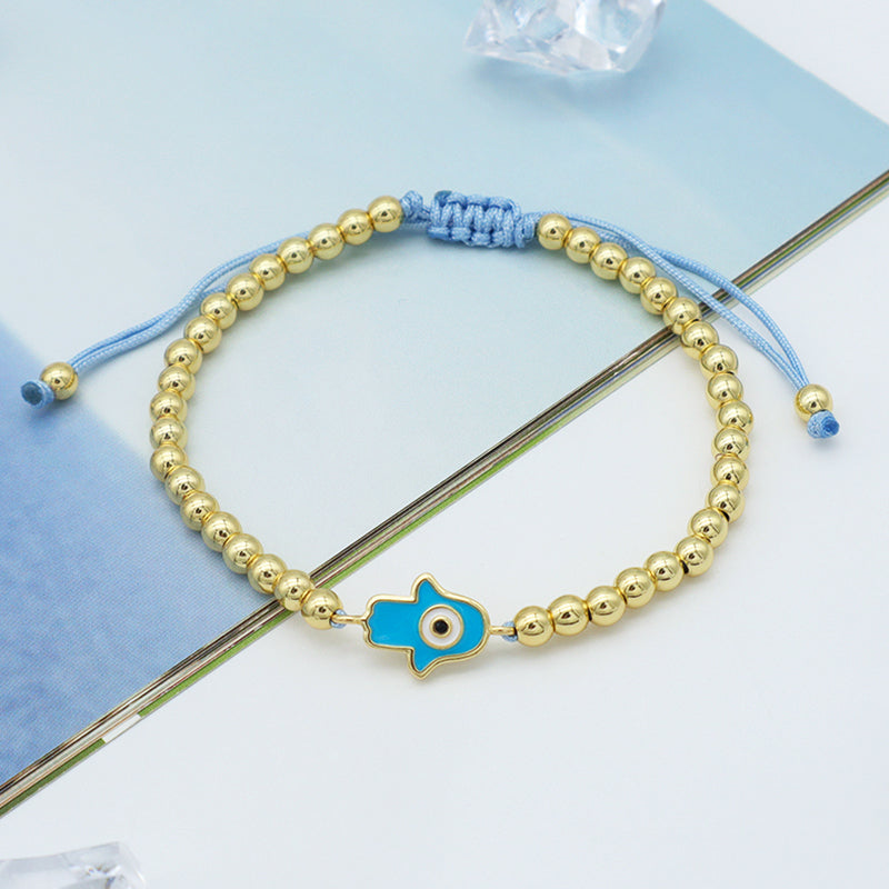 2023 good quality women jewelry gold plated adjustable beaded eye charm bracelet turkish eye evil eyes bracelet