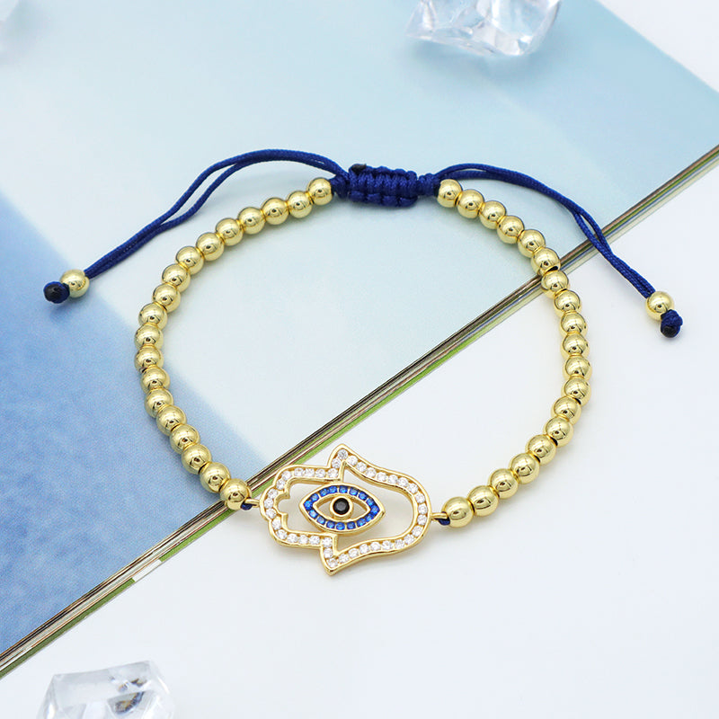 2023 good quality women jewelry gold plated adjustable beaded eye charm bracelet turkish eye evil eyes bracelet