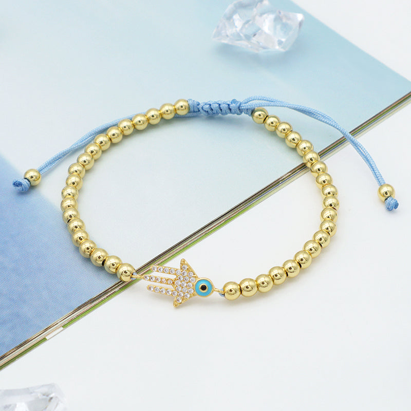 2023 good quality women jewelry gold plated adjustable beaded eye charm bracelet turkish eye evil eyes bracelet