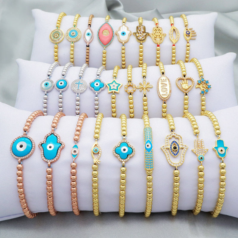 Good quality 2023 new women jewelry 18K gold plated adjustable copper charm bracelet