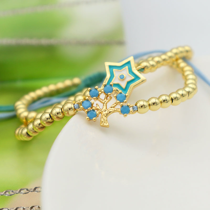 Good quality 2023 new women jewelry 18K gold plated adjustable copper charm bracelet