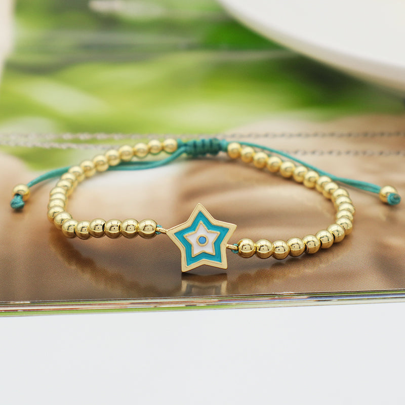 Good quality 2023 new women jewelry 18K gold plated adjustable copper charm bracelet