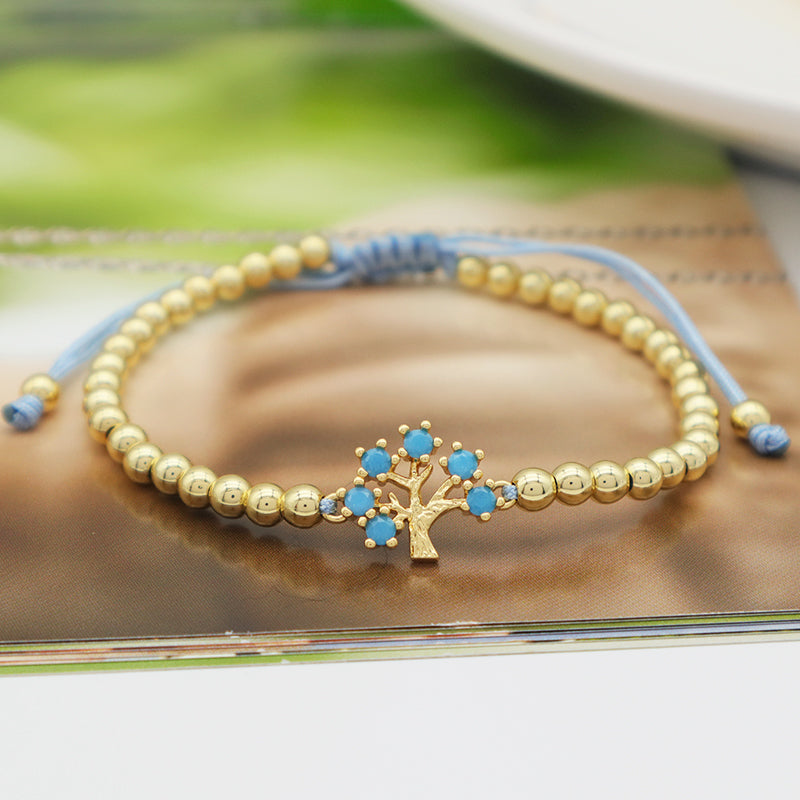Good quality 2023 new women jewelry 18K gold plated adjustable copper charm bracelet