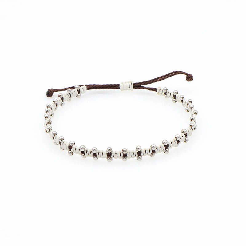 Custom wholesale 2022 spring colorful 2mm 925 sterling silver beads handmade lace two layer woven bracelet