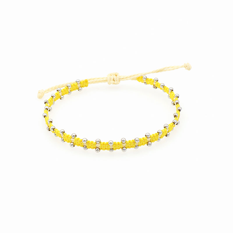 Custom wholesale 2022 spring colorful 2mm 925 sterling silver beads handmade lace two layer woven bracelet
