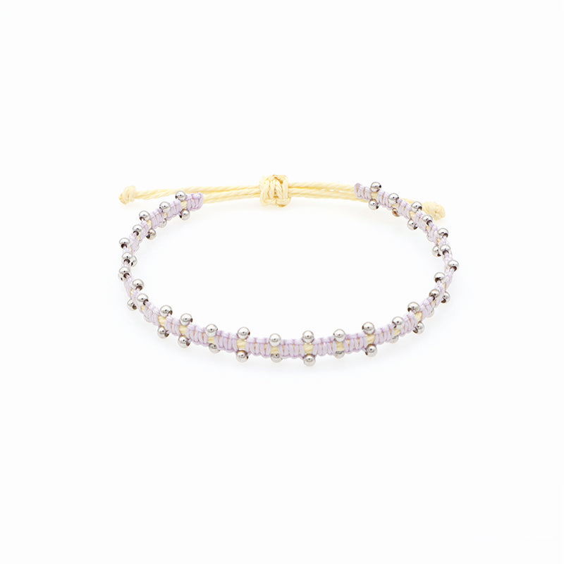 Custom wholesale 2022 spring colorful 2mm 925 sterling silver beads handmade lace two layer woven bracelet