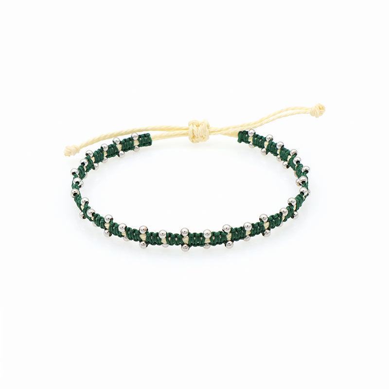 Custom wholesale 2022 spring colorful 2mm 925 sterling silver beads handmade lace two layer woven bracelet