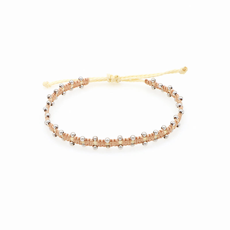 Custom wholesale 2022 spring colorful 2mm 925 sterling silver beads handmade lace two layer woven bracelet