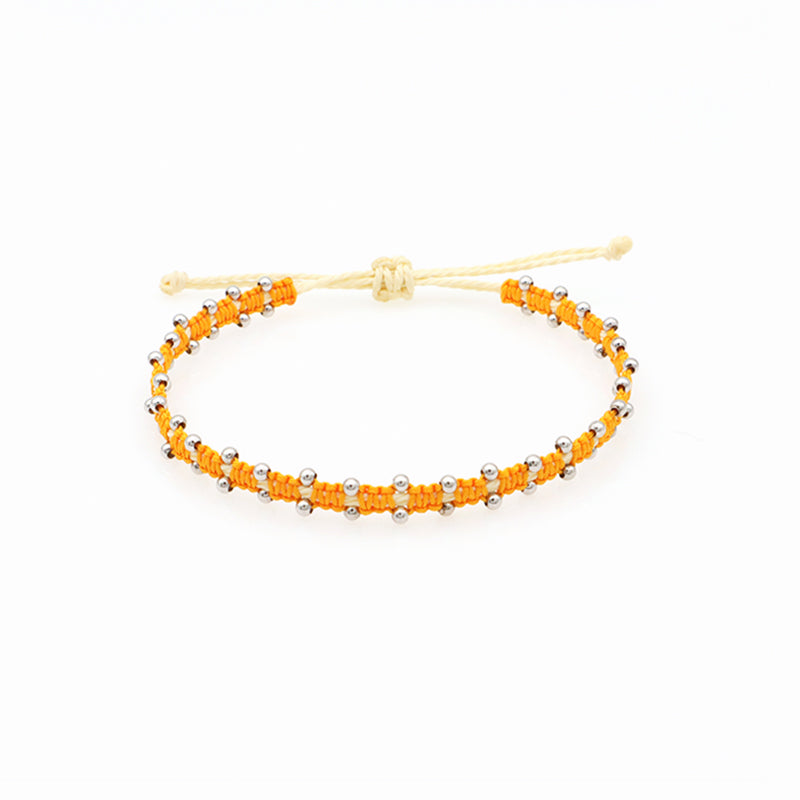 Custom wholesale 2022 spring colorful 2mm 925 sterling silver beads handmade lace two layer woven bracelet