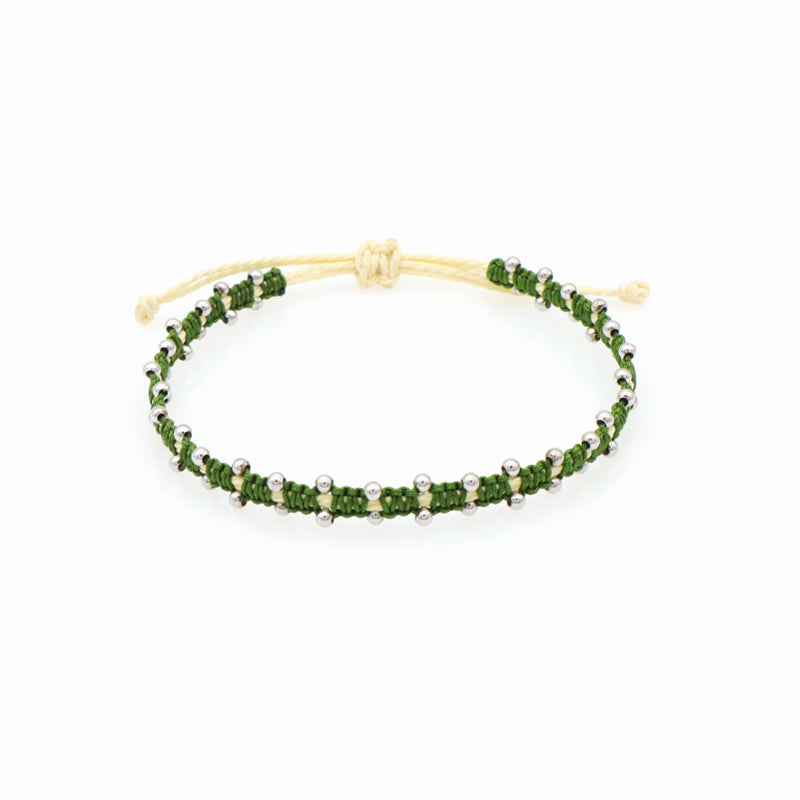Custom wholesale 2022 spring colorful 2mm 925 sterling silver beads handmade lace two layer woven bracelet