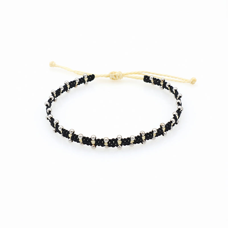 Custom wholesale 2022 spring colorful 2mm 925 sterling silver beads handmade lace two layer woven bracelet