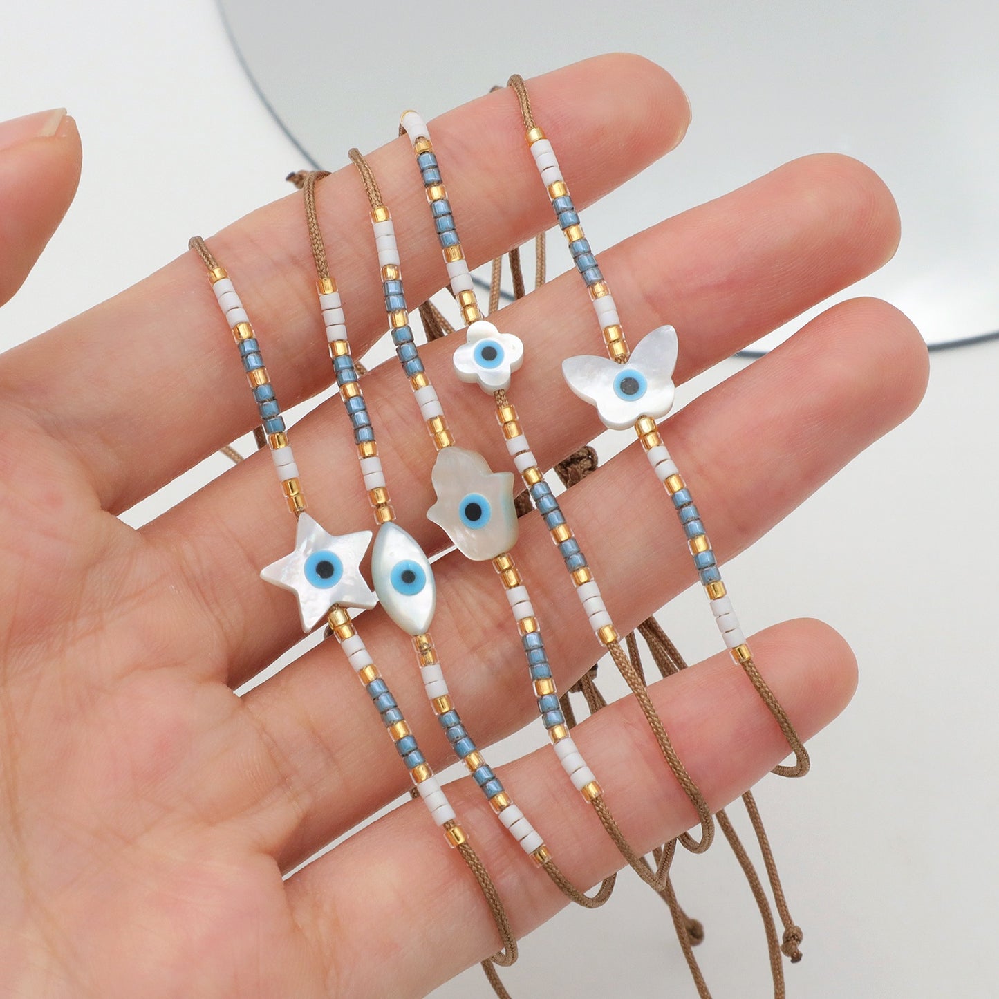 Various Custom Butterfly Flower Heart Eye Shell Charm Miyuki bracelet Jewelry Handmade Ajustable miyuki bead evil eyes bracelet
