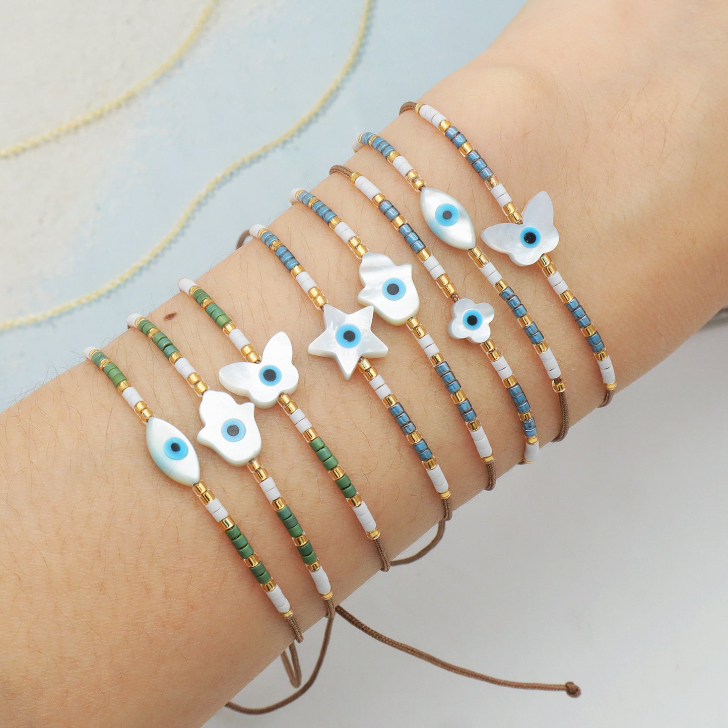 Various Custom Butterfly Flower Heart Eye Shell Charm Miyuki bracelet Jewelry Handmade Ajustable miyuki bead evil eyes bracelet