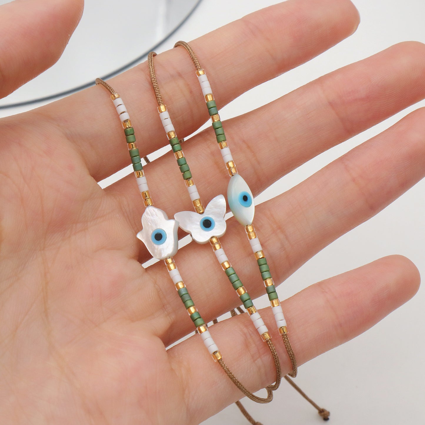 Various Custom Butterfly Flower Heart Eye Shell Charm Miyuki bracelet Jewelry Handmade Ajustable miyuki bead evil eyes bracelet