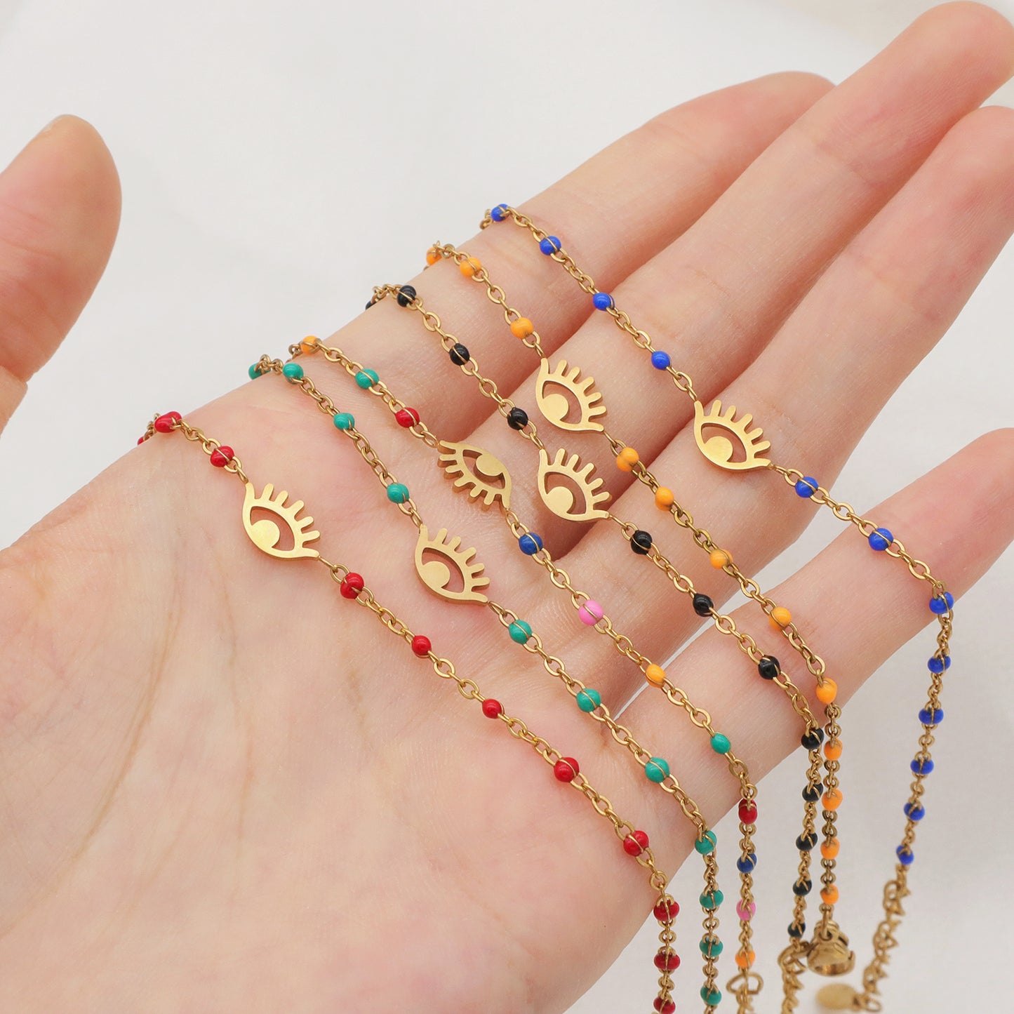 Factory Wholesale star cross tree elephant butterfly evils eye charms gold plated stainless steel bracelets