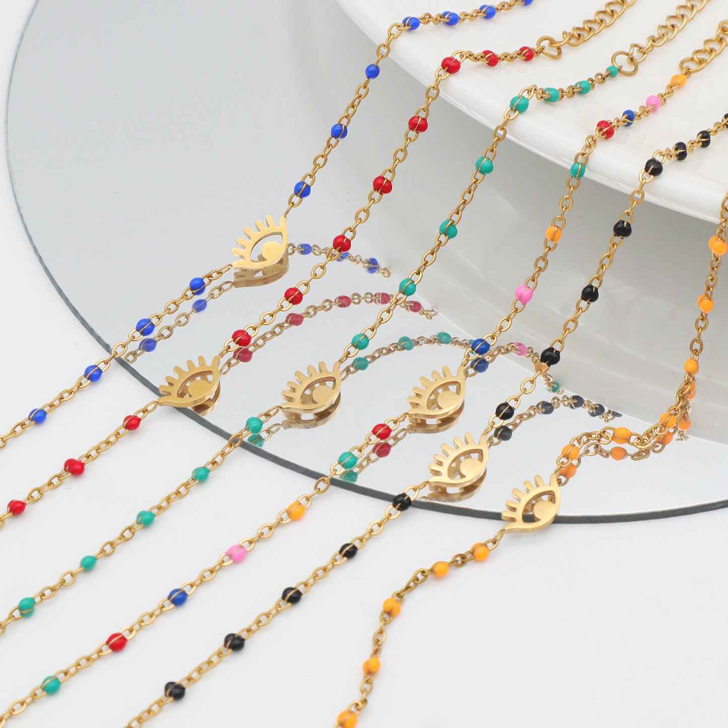 Factory Wholesale star cross tree elephant butterfly evils eye charms gold plated stainless steel bracelets