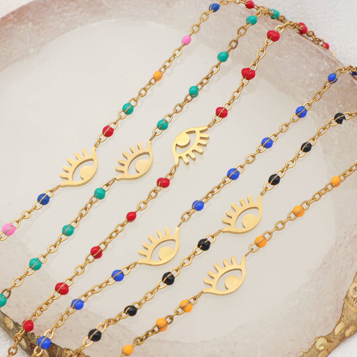 Factory Wholesale star cross tree elephant butterfly evils eye charms gold plated stainless steel bracelets