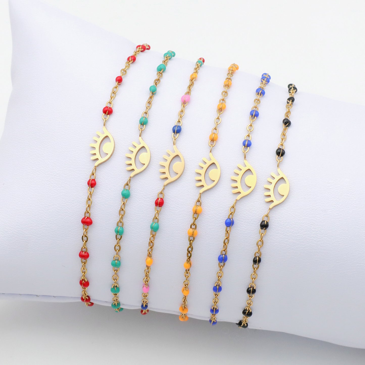 Factory Wholesale star cross tree elephant butterfly evils eye charms gold plated stainless steel bracelets