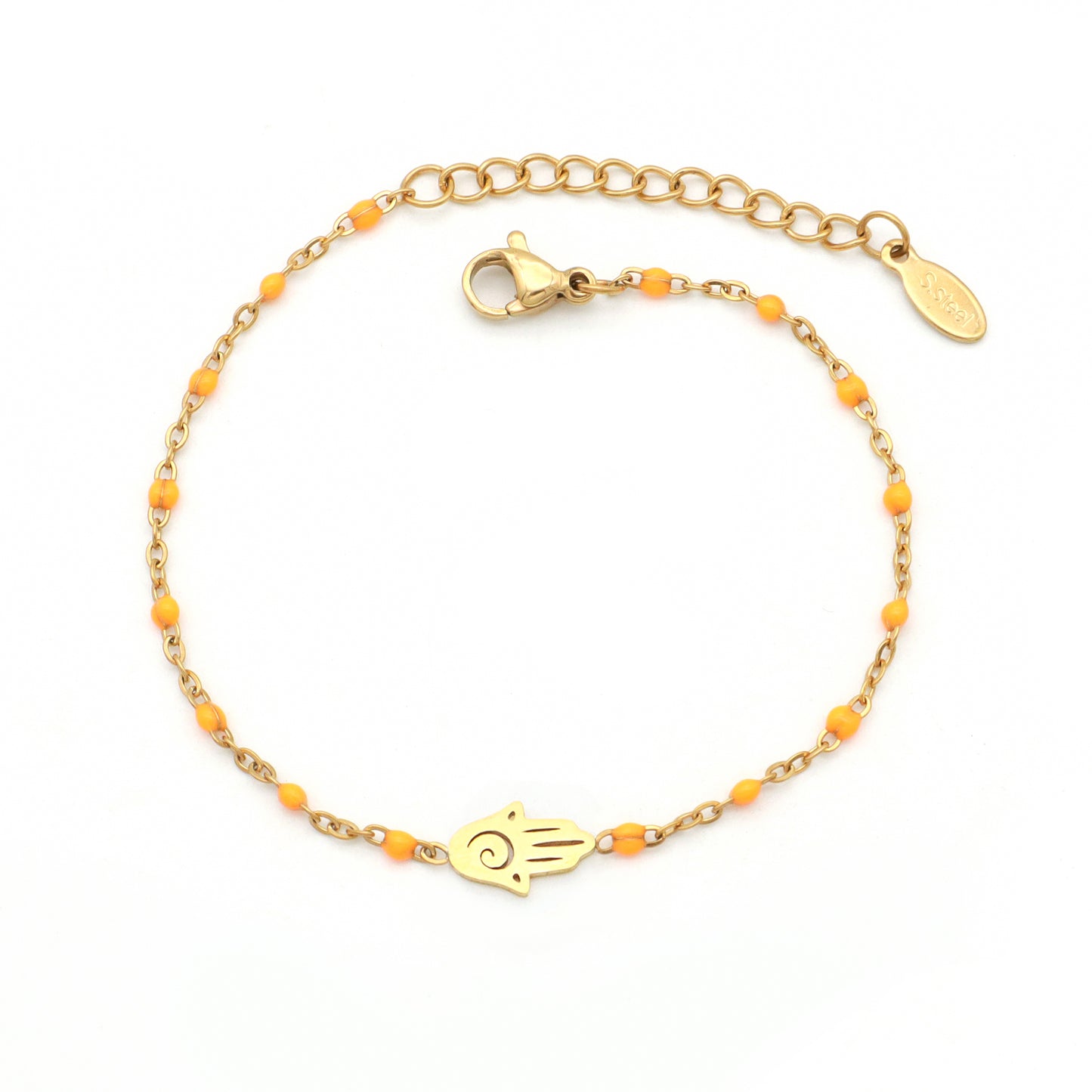 Multi Options Women Gold Plated Stainless Steel Hand Star Heart Elephant Butterfly Eye Charm Enamel Evil Eyes Bracelet Jewelry