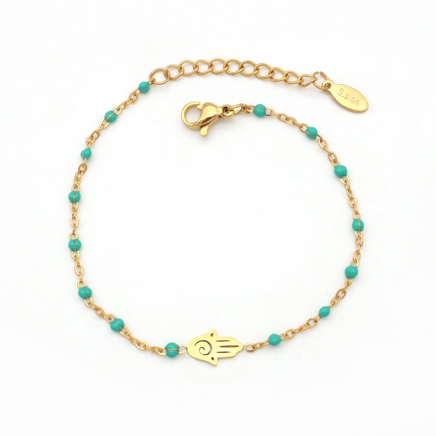 Multi Options Women Gold Plated Stainless Steel Hand Star Heart Elephant Butterfly Eye Charm Enamel Evil Eyes Bracelet Jewelry